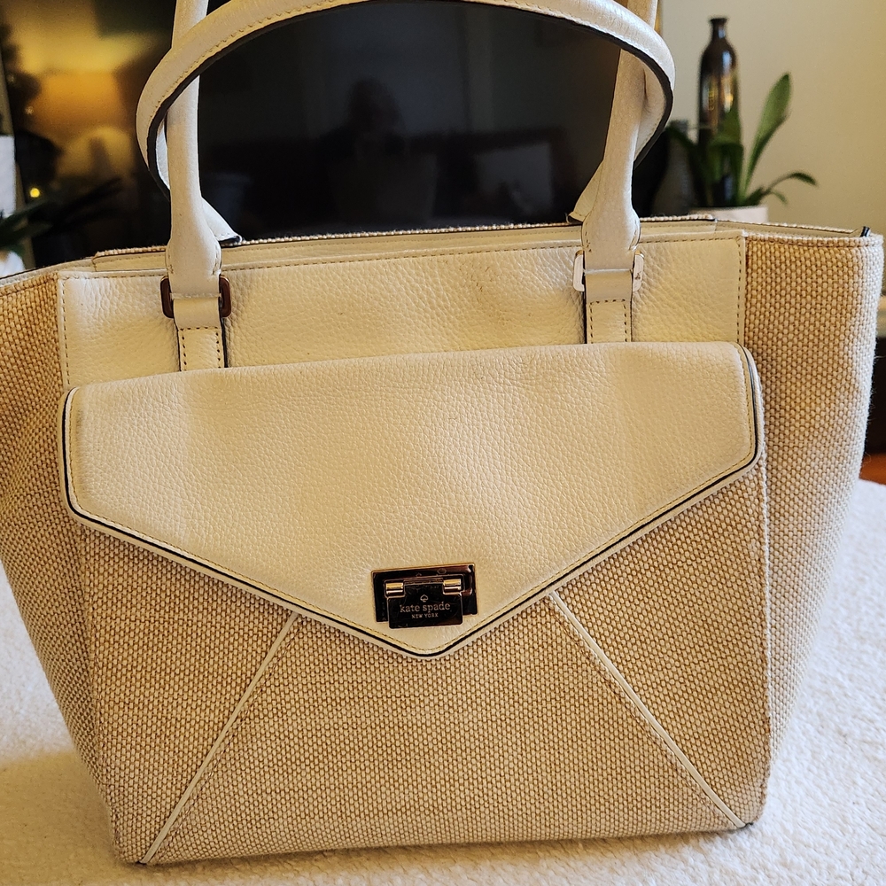 Kate Spade Cream and Tan Tote Bag